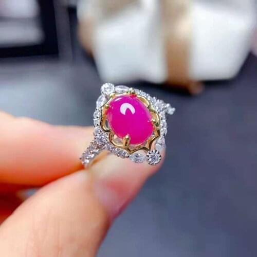 Natural Ruby Real 925 Sterling Silver Gemstone Ring Fine Fashion Charming Wedding Jewelry for Women MeibaPJFS