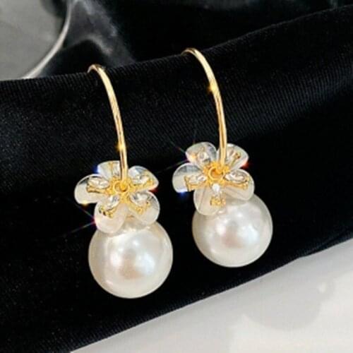 Korean super fairy flower zircon Pearl Earrings simple net popular 2020 new earring Earrings S925 pins