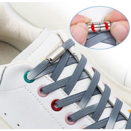 2021Fashion No Tie Shoe laces Flat Shoelaces for Sneakers Elastic Laces without ties Kids Adult Quick lace for Rubber Band laces