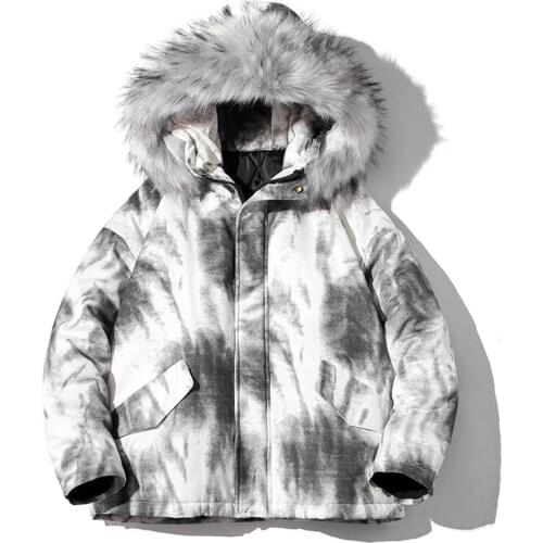Mens winter jacket Coat Fur Hooded Warm Parka Men Casual Fashion Mens Outwear