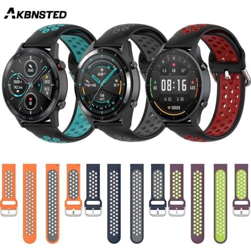 AKBNSTED 22MM Soft Silicone Watch Band For Xiaomi Amazfit GTR 47MM/Stratos2/Huawei GT Watch/GT 2/Samsung Galaxy 46MM Smart Watch
