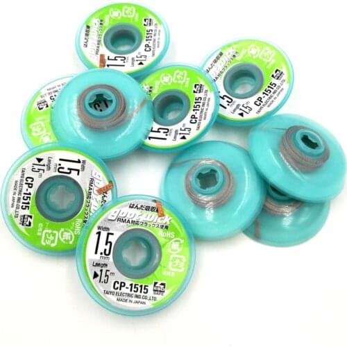 Pack of 10 pcs Japan GOOT CP-1515 Desoldering Wick with Braided Copper Wire and Non-chlorine Special Flux for PCBs ESD Safely