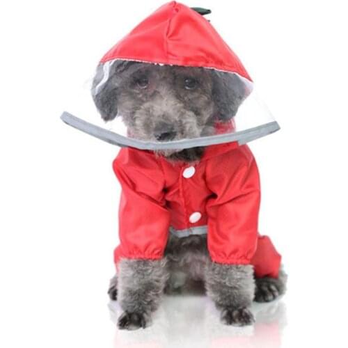 Pet Raincoat Puppy Four Feet Hooded Transparent Waterproof Dinosaur Turned Into Raincoat Teddy Dog Rain