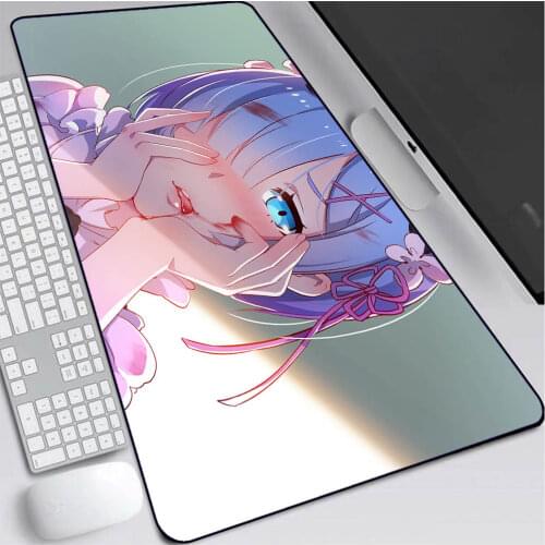 Rem Re Zero Anime Mouse Pad Gaming Mouse Pad Rubber PC Laptop Gamer Mouse Pad Desk Mat Stitching Edge for Keyboard Sexy Pad Desk