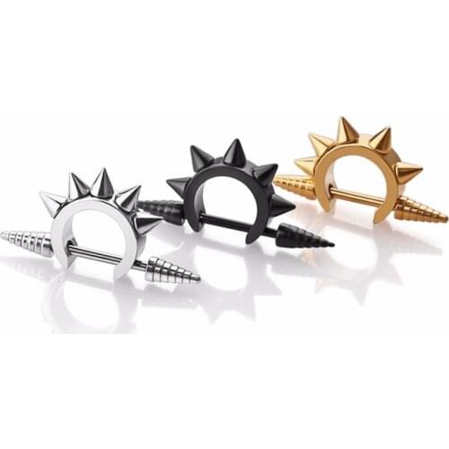 Punk Cool Spike Earring Stud for Men Unisex Trendy Sharp Series Stainless Steel Ear Piercing Jewelry Stud Earring 1 Pair