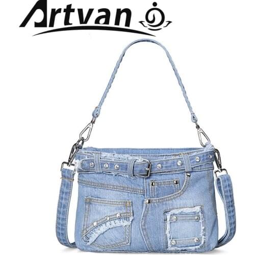 Cowboy Bag Fashion Women Handbags Vintage Casual Denim Hand Bag For Ladies Jeans Tote Weave Tape Creative Shoulder Messenger