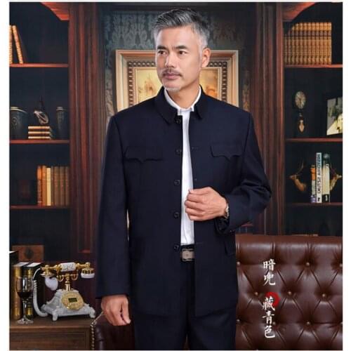 Traditional chinese clothing for men Zhongshan suit National costume Elderly clothes Chinese jacket pants men set