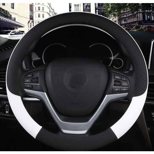 Universal Car PU Leather Steering-Wheel Covers Anti-slip Skidproof Durable 38CM/15" Dynamic Fibre Handmade Steering Wheel Cover