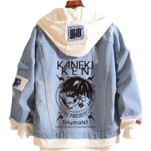 Tokyo Ghoul Women Knitted Sweatshirts Anime Long Jeans Jacket Time Raiders Spring Hooded Cartoon Denim Jackets Fashion Hoodies