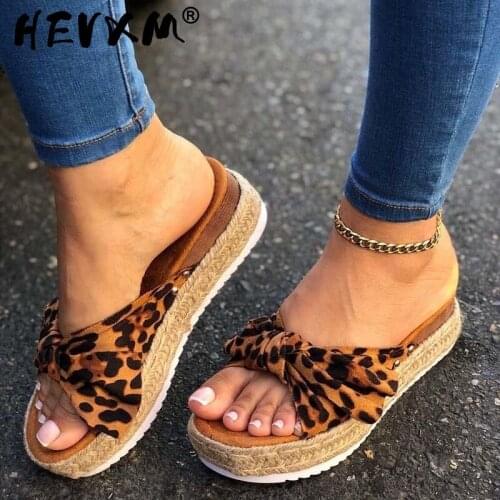 2021 Women Summer Sandals Mid Heels Sandals Plus Size Wedges Shoes Woman Sweet Bowties Slippers Sandalias Mujer Sapato Feminino