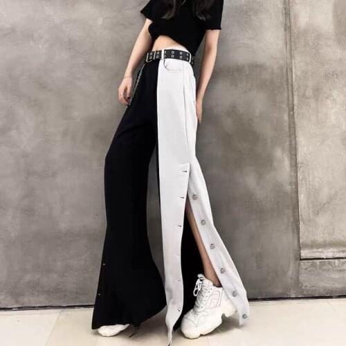 Female Loose Streetwear Wide Leg Pants 2021 New Summer Black Vintage Women Jeans Hip-Hop Woman Long Trousers Cowboy