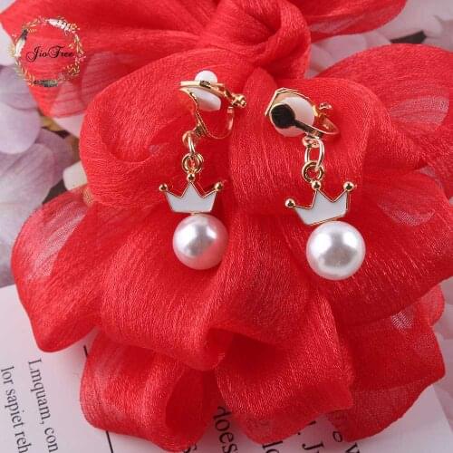 New style Alloy drop oil small Crown Clip on earrings Without Piercing For Women Fashion Jewelry Earring No Pierced no hole