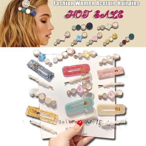 3PCS in 1 set women ladies Chic Acetate Geometric Hair Clip Hairpins Barrettes Hair Accessories hairwear Gift