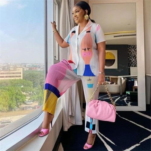 Women Two Piece Set 2021 Short Sleeve Shirt Tops and Pant Suits Streetwear Casual Sets Outfits Dropshipping