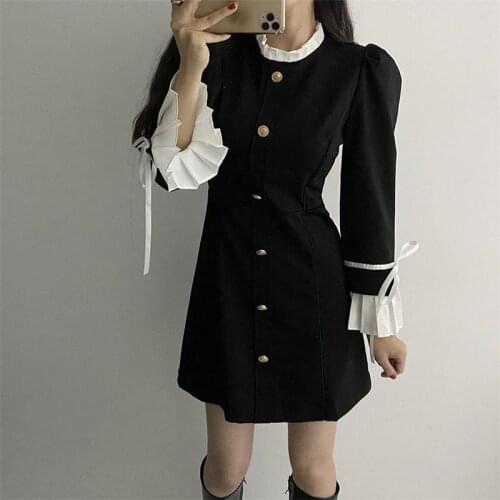 Comelsexy Patchwork Long Sleeves Autumn Large Size OL A-line Elegant Cotton 2020 New Retro Women Stylish Dresses Vestidos