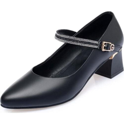 Famous 2020 New Spring Pointed Rhinestone Genuine Leather Shoes Fashion Casual Shoes Elegant Comfort Charm Women High Heel Shoes