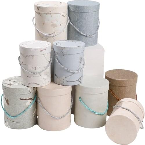 1pcs Round Flower Paper Boxes Lid Hug Bucket Vase Flower Box Gift Packaging Box