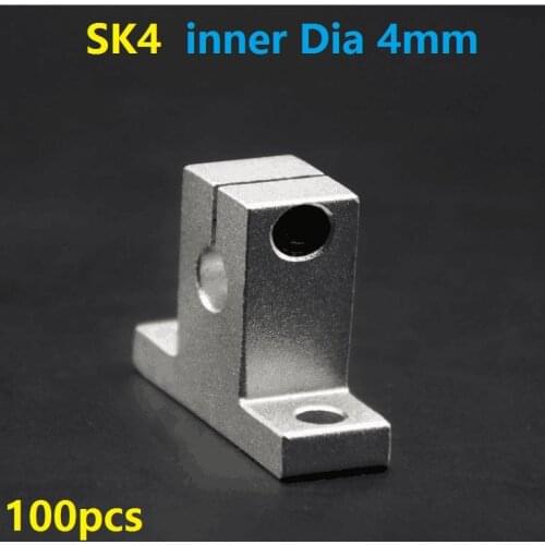 100pcs/lot SK4 linear bearing rail shaft support inner diameter 4mm XYZ Table CNC router 3d printer parts