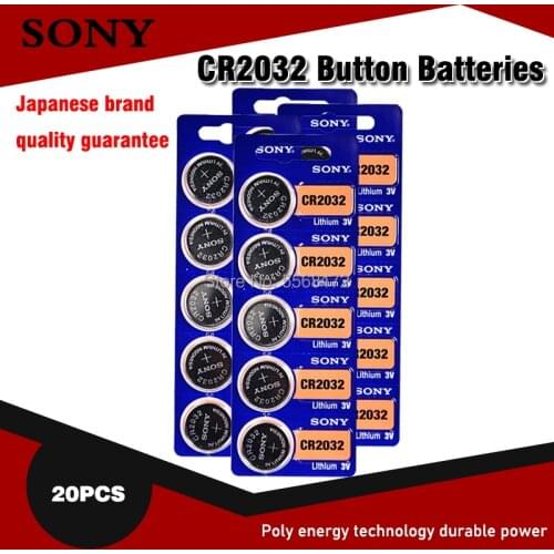 20pcs For Sony 3V CR2032 Lithium Button Cell Battery BR2032 DL2032 ECR2032 CR 2032 Button Coin Cell Batteries For Watch Toys
