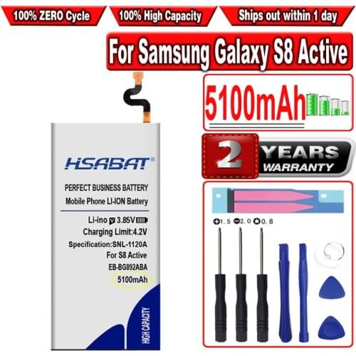HSABAT 4800mAh EB-BG892ABA Battery for Samsung Galaxy S8 Active SM-G8920 G892F G892A G892L G892 G892V SM-G892L Smart Phone