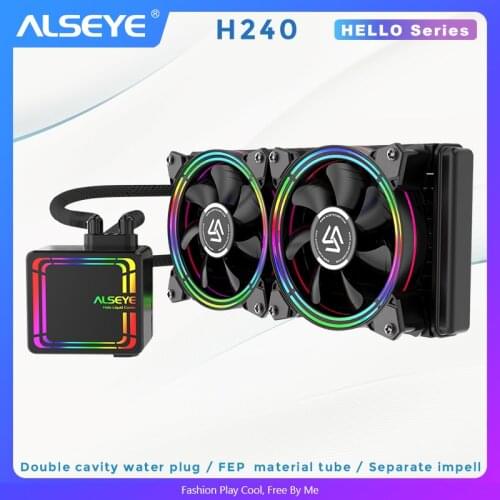 ALSEYE H240 CPU Cooler RGB Fan Water Cooling 120mm PWM Fan Water Cooler for LGA 775/115x/1366/2011/AM2/AM3/AM4