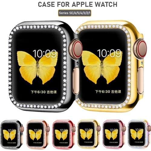 Watch Cover Case for Apple Watch SE/6/5/4/3/2/1 40mm 44mm Scratch pinky Diamond colorful cases For iWatch Series 3 2 42mm 38mm