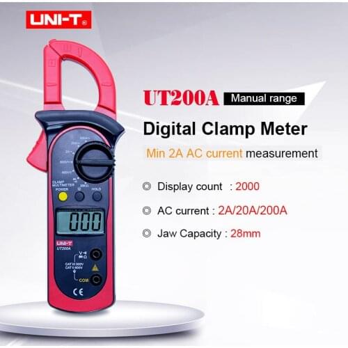 Digital Clamp meter DC AC Voltage AC current meter UNI-T UT200A Manual Range Multimeter Resistance Diode test LCD backlight