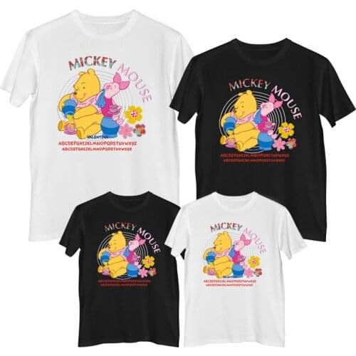Disney Winnie the pooh T shirt Comfortable Breathable 100% cotton Fashion Men t-shirt Womens shirt family matching clothes