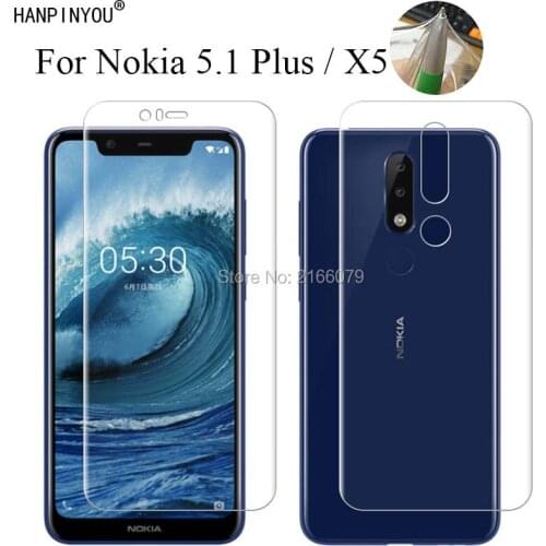 For Nokia 5.1 Plus 5.1Plus / X5 5.86" Soft TPU Front Back Full Cover Screen Protector Transparent Protective Film + Clean Tools