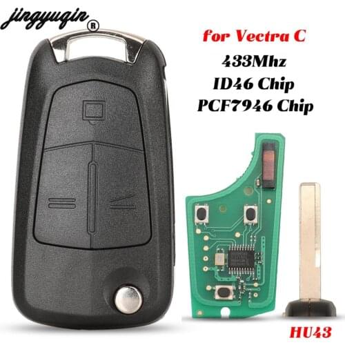 Jingyuqin For Opel Vectra C Signium 2005-2008 Fob Smart Remote Car Key 3 Buttons 433Mhz ID46 PCF7946 Chip Uncut HU43 Blade