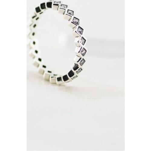 Ring Silver 925 Jewelry Square Eternity Rings for Women Gift 925 Sterling Silver Bijoux free shipping R044
