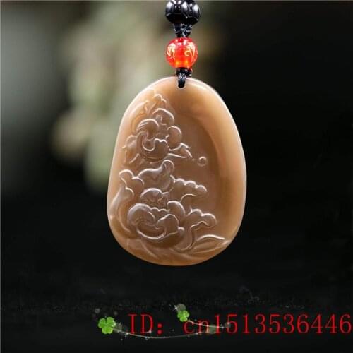 Brown Jade Rose Pendant Amulet Jadeite Chinese Charm Fashion Natural Necklace Gifts for Jewelry Carved Flower Women