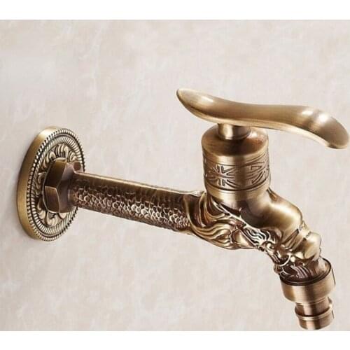 Bidcock Faucet Antique Bronze Dragon Carved Tap Bathroom Mop Faucet Washing Machine Faucet Outdoor Faucet For Garden WF-18654