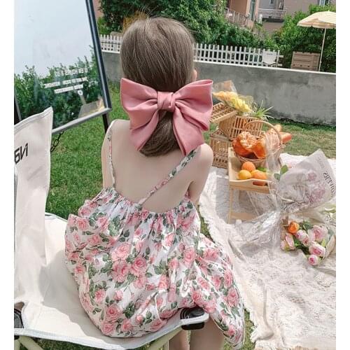 Summer baby girls fashion floral beach slip dresses cotton cool backless holiday dress