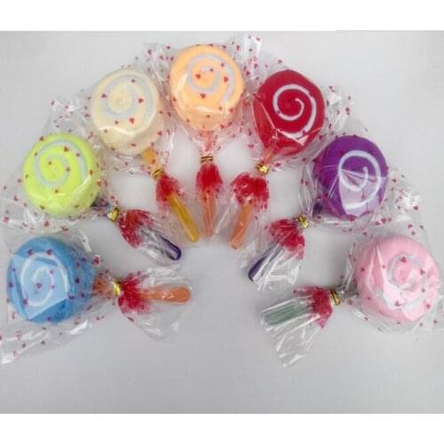10 pieces candy color fiber cute lollipop towel cake gift baby shower birthday favor party lovely gifts