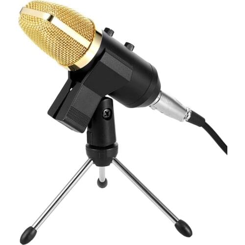 MK -F100TL Wired Microphone USB Condenser Sound Recording Mic with Stand for Chatting Singing Karaoke Laptop Skype