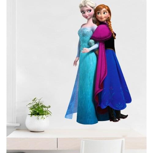 Cartoon Disney Elsa Anna Princess Frozen Wall Stickers For Sisters Room Decor Diy Anime Home Decals Movie Mural Art Pvc Poster