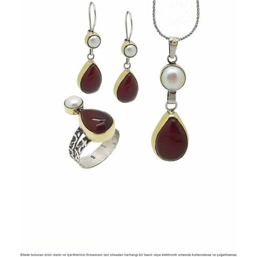 Silver Natural Agate Stone Set Jewelry