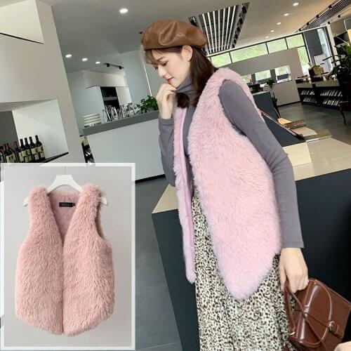 New Autumn Winter Fashion Faux Fur Vests Women Warm Thick High Quality Fur Coats Jackets Slim Fox Fur Sleeveless Coats Outwears