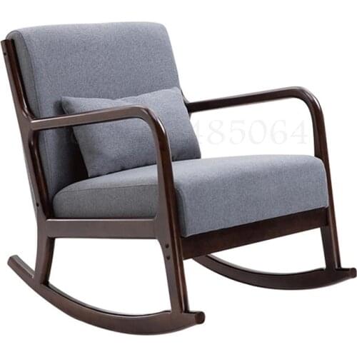 Nordic Solid Wood Rocking Chair Lazy Sofa Single Leisure Chair Rocking Chair Recliner Home Nap Balcony Easy Chair