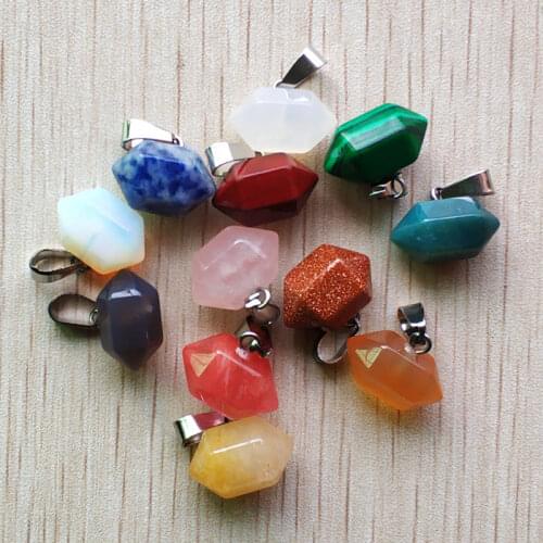Wholesale 24pcs/lot 2020 trendy mixed natural stone pillar shape point charms pendants for jewelry making free shipping