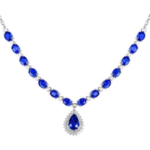 Pendant Fashion Exaggerated Ocean Heart Necklace Solid 925 Silver AAAAA CZ Wedding Engagement Long Necklace for Women Gifts