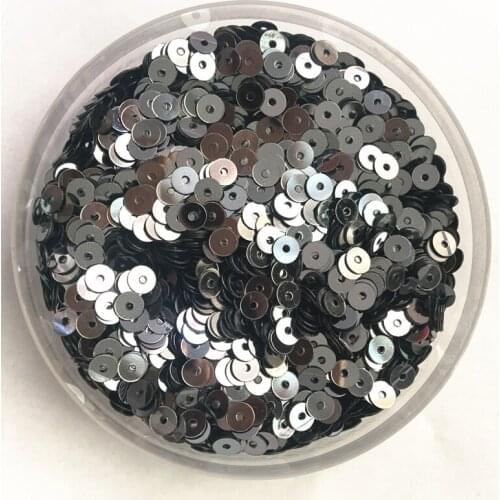 50g(10000pcs) 4mm Silver-Base Gray Flat Round Loose Sequins Paillettes Garment Sewing Wedding Craft for Scrapbook ,Kids DIY