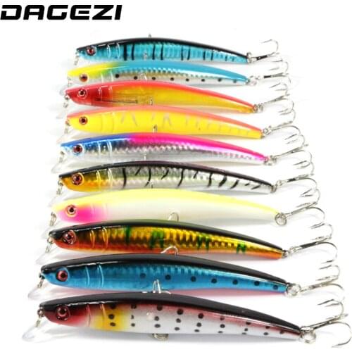 DAGEZI 10 pcs/lot Minnow Fishing Lure 12g 11.5cm Hard fish Bait with 4# Hooks Crankbait fishing tackle Hard Wobblers