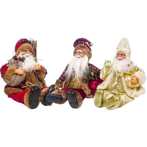 Merry Christmas Santa Claus Sitting Doll Fabric Christmas Doll Christmas Decoration Children Doll Kids Gift For House Ornament