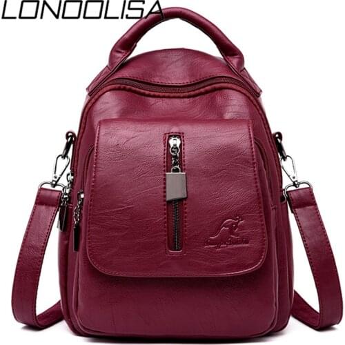 3-in-1 Soft Leather Women Backpack Casual Solid School Bags for Teenage Girls Travel Backpack Ladies Bagpack mochila feminina