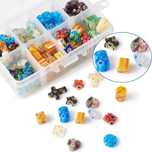 165pcs/box Millefiori Flower Lampwork Glass Beads for Jewelry Making Bracelet DIY Mixed