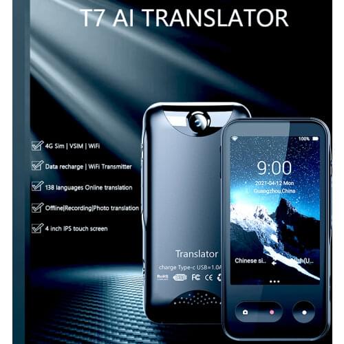 T7 4G The Internet Smart Voice Translator 138 Multi Languages In Real Time Online Instant Off Line Translation AI Conversion