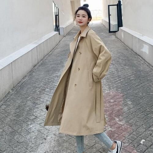 New Arrivals Khaki Trench Coat Women Spring Autumn Fashion Slim Windbreakers Female British style Simple Overcoat With Belt Coat