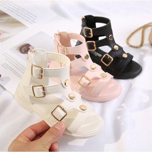 Girls' Shoes Rome Sandals 2020 New Style Summer Metal Buckle GIRLS Princess Shoes Big Boy Hight-top Fashion